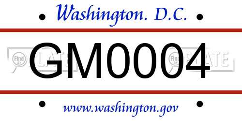 GM0004 District Of Columbia License Plate