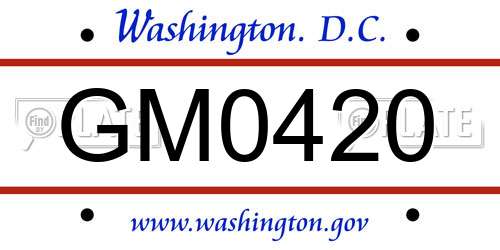 GM0420 District Of Columbia License Plate