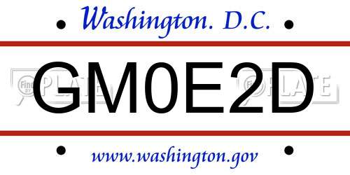 GM0E2D District Of Columbia License Plate