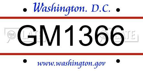 GM1366 District Of Columbia License Plate