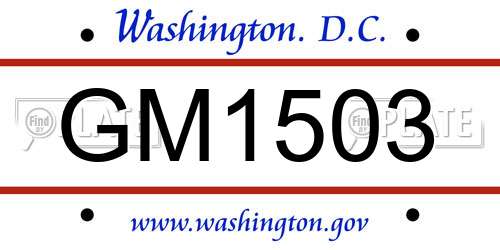 GM1503 District Of Columbia License Plate