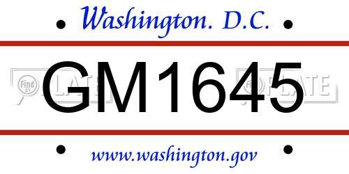 GM1645 District Of Columbia License Plate