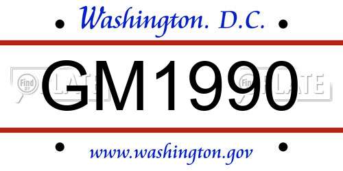 GM1990 District Of Columbia License Plate