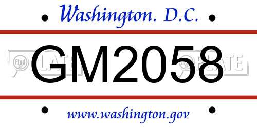 GM2058 District Of Columbia License Plate