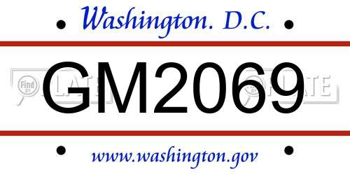 GM2069 District Of Columbia License Plate