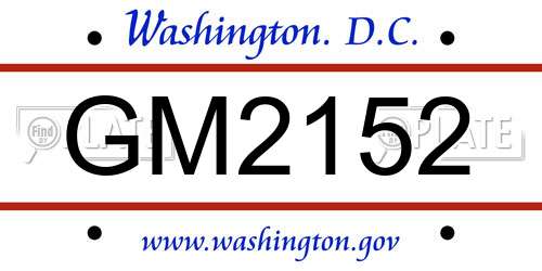 GM2152 District Of Columbia License Plate