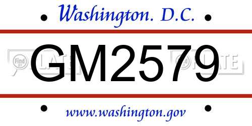 GM2579 District Of Columbia License Plate