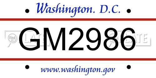 GM2986 District Of Columbia License Plate