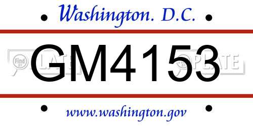 GM4153 District Of Columbia License Plate