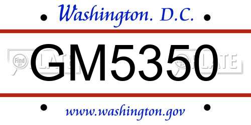 GM5350 District Of Columbia License Plate