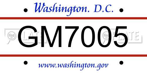 GM7005 District Of Columbia License Plate