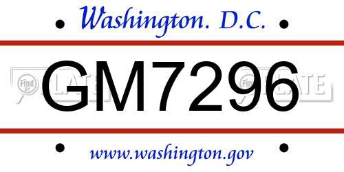 GM7296 District Of Columbia License Plate