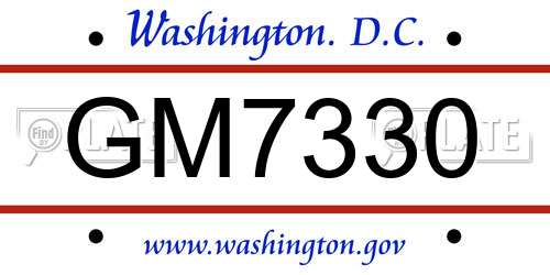 GM7330 District Of Columbia License Plate