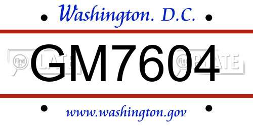 GM7604 District Of Columbia License Plate