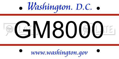 GM8000 District Of Columbia License Plate