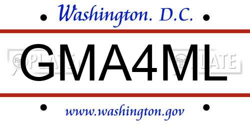 GMA4ML District Of Columbia License Plate