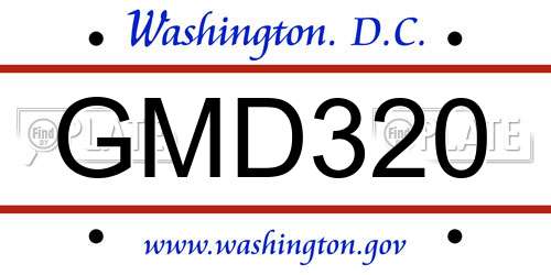 GMD320 District Of Columbia License Plate