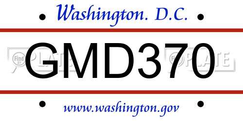GMD370 District Of Columbia License Plate