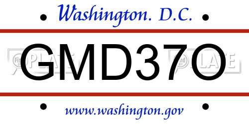 GMD37O District Of Columbia License Plate