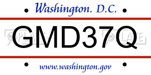 GMD37Q District Of Columbia License Plate