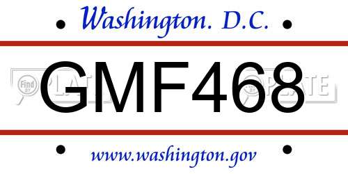GMF468 District Of Columbia License Plate