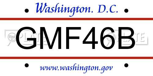 GMF46B District Of Columbia License Plate