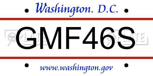 GMF46S District Of Columbia License Plate