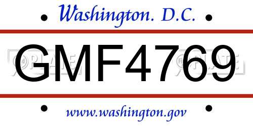 GMF4769 District Of Columbia License Plate