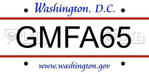 GMFA65 District Of Columbia License Plate