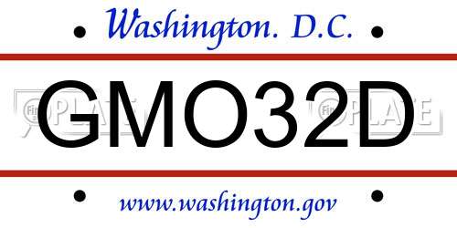 GMO32D District Of Columbia License Plate