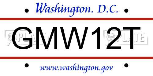 GMW12T District Of Columbia License Plate