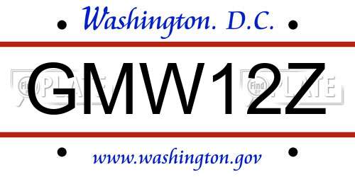 GMW12Z District Of Columbia License Plate