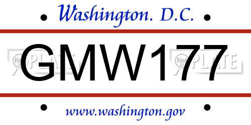 GMW177 District Of Columbia License Plate