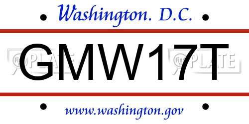 GMW17T District Of Columbia License Plate