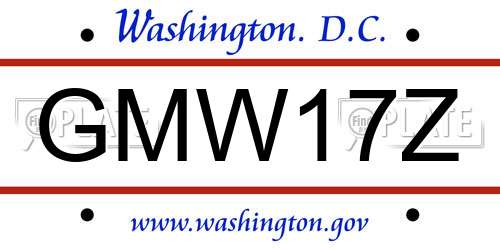 GMW17Z District Of Columbia License Plate