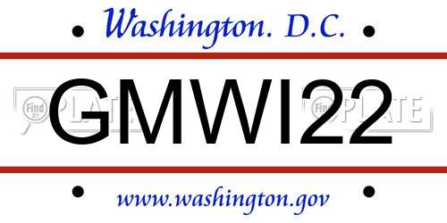 GMWI22 District Of Columbia License Plate