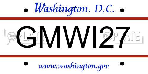 GMWI27 District Of Columbia License Plate
