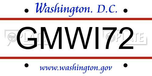 GMWI72 District Of Columbia License Plate