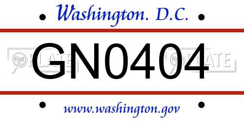 GN0404 District Of Columbia License Plate