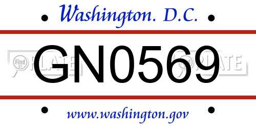 GN0569 District Of Columbia License Plate