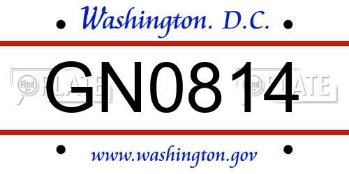 GN0814 District Of Columbia License Plate