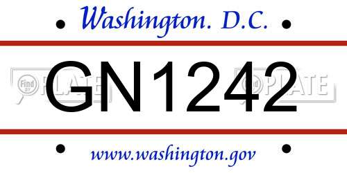 GN1242 District Of Columbia License Plate