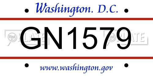 GN1579 District Of Columbia License Plate