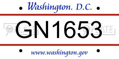 GN1653 District Of Columbia License Plate