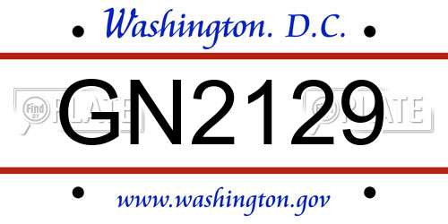 GN2129 District Of Columbia License Plate