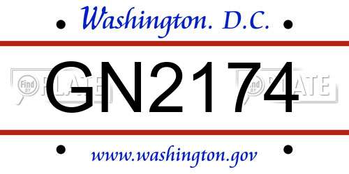 GN2174 District Of Columbia License Plate
