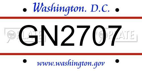 GN2707 District Of Columbia License Plate