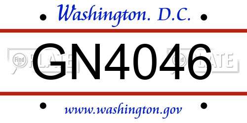 GN4046 District Of Columbia License Plate