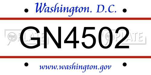 GN4502 District Of Columbia License Plate