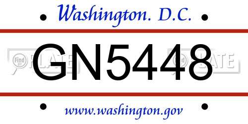 GN5448 District Of Columbia License Plate